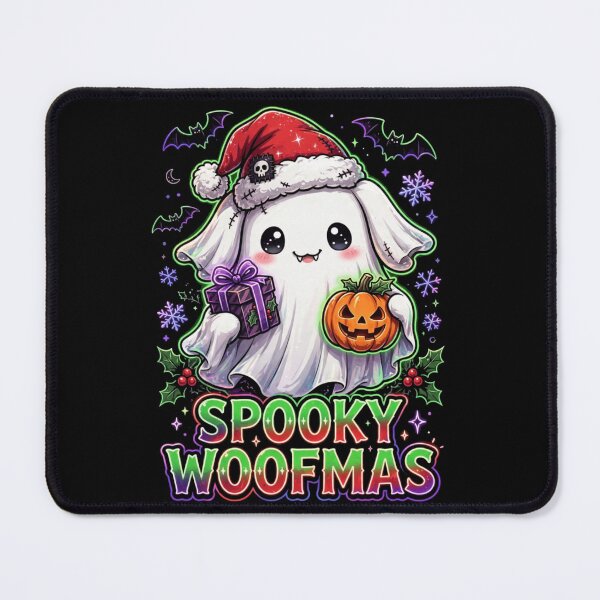 Item preview, Spooky Woofmas Cute Sheet Ghost Dog Santa Hat Christmas designed and sold by Neon Bones Studio.