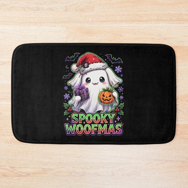 Item preview, Spooky Woofmas Cute Sheet Ghost Dog Santa Hat Christmas designed and sold by Neon Bones Studio.