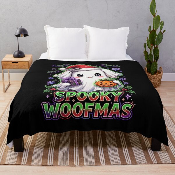 Item preview, Spooky Woofmas Cute Sheet Ghost Dog Santa Hat Christmas designed and sold by Neon Bones Studio.