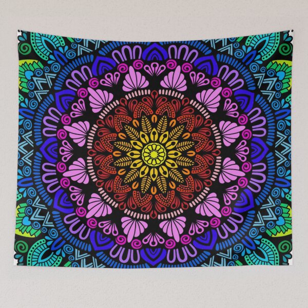 Item preview, Vibrant Rainbow Mandala - Psychedelic Neon Geometric Art designed and sold by FioreDiCiliegio.