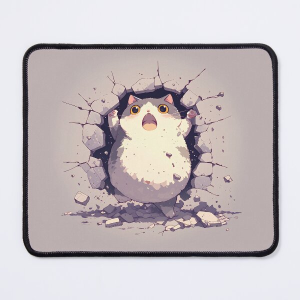 Item preview, Chubby Cat Breaks Through Wall – Cute Comic Explosion designed and sold by Windy-market.
