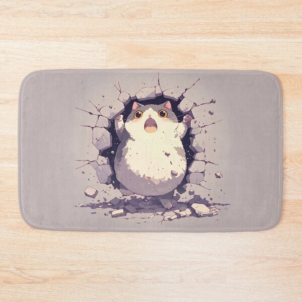 Item preview, Chubby Cat Breaks Through Wall – Cute Comic Explosion designed and sold by Windy-market.