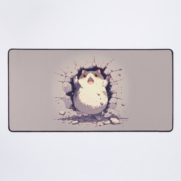 Item preview, Chubby Cat Breaks Through Wall – Cute Comic Explosion designed and sold by Windy-market.