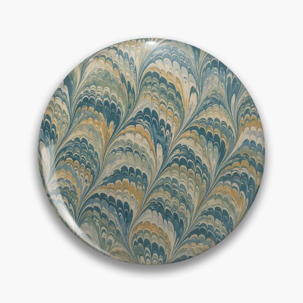 Item preview, Vintage Teal Gold Feathered Marbled Paper Wallpaper Pattern designed and sold by Apex Designs.