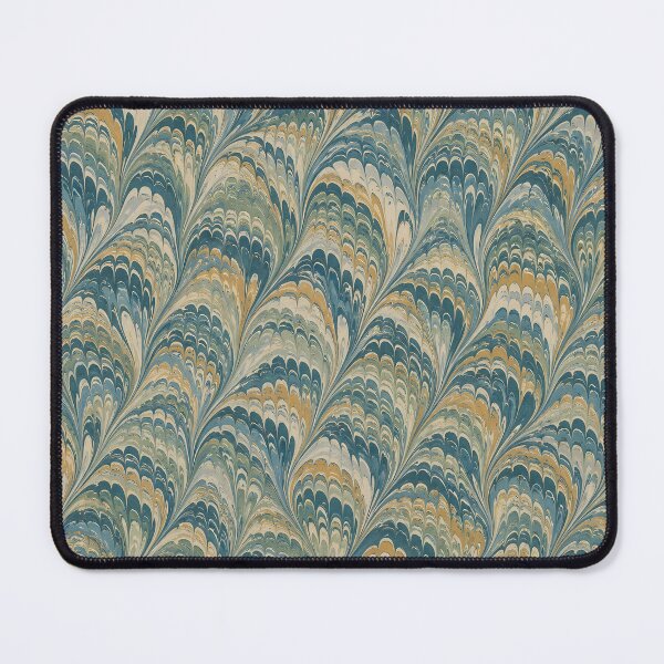 Item preview, Vintage Teal Gold Feathered Marbled Paper Wallpaper Pattern designed and sold by Apex Designs.