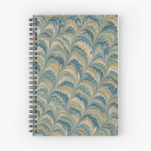 Item preview, Vintage Teal Gold Feathered Marbled Paper Wallpaper Pattern designed and sold by Apex Designs.