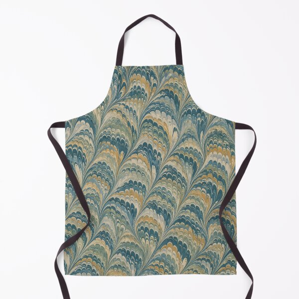 Item preview, Vintage Teal Gold Feathered Marbled Paper Wallpaper Pattern designed and sold by Apex Designs.