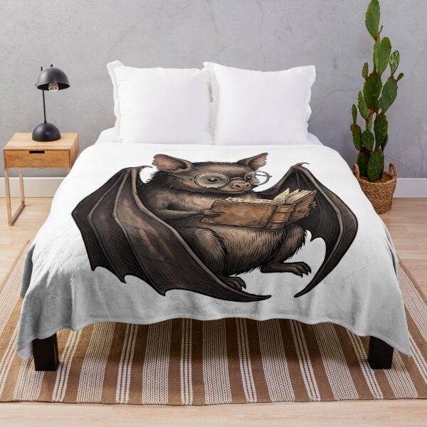 Item preview, Cozy Bookworm Bat Fine Art Halloween Sticker designed and sold by Dhenin Studio.
