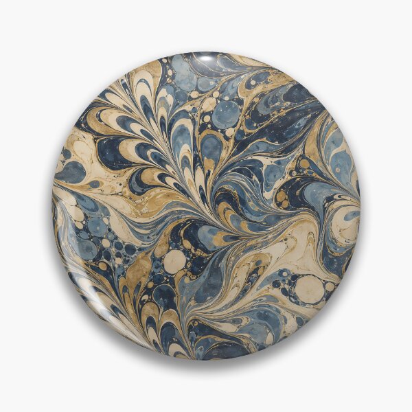 Item preview, Vintage Navy Gold Feathered Marbled Paper Wallpaper Pattern designed and sold by Apex Designs.
