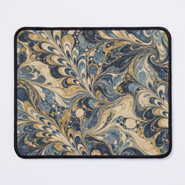 Item preview, Vintage Navy Gold Feathered Marbled Paper Wallpaper Pattern designed and sold by Apex Designs.