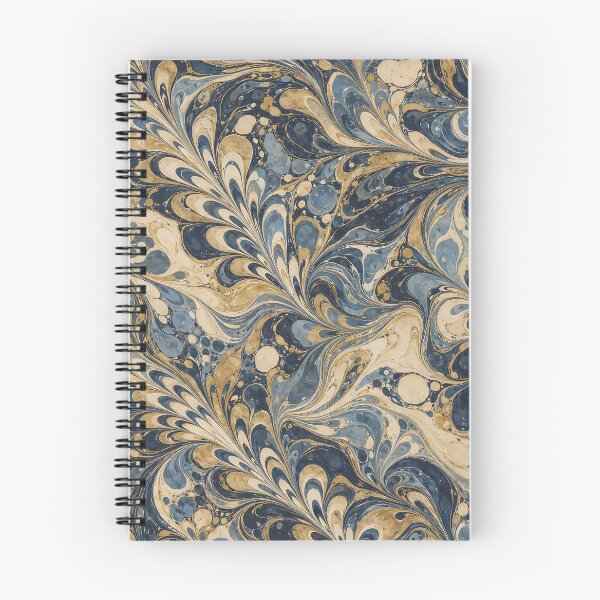 Item preview, Vintage Navy Gold Feathered Marbled Paper Wallpaper Pattern designed and sold by Apex Designs.