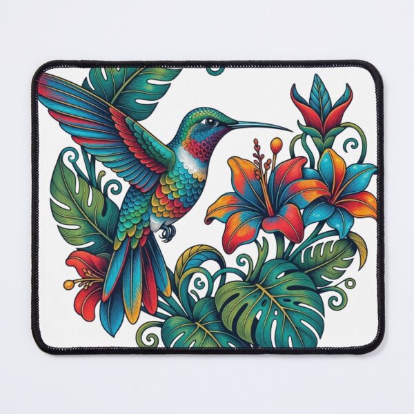 Item preview, Colorful Hummingbird and Tropical Botanical Flowers designed and sold by Zenith-Co.
