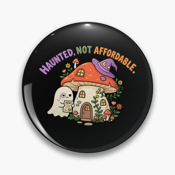 Artikelvorschau, Haunted Not Affordable – Funny Ghost Rent Humor Mushroom Cottage entworfen und verkauft von MrDev.