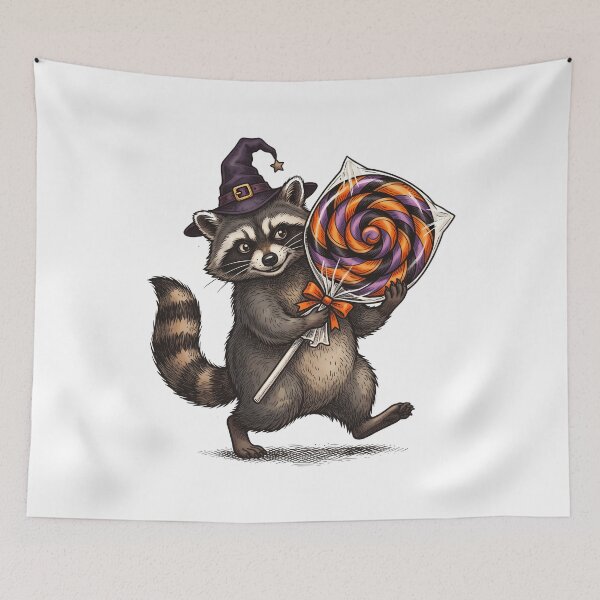 Item preview, Mischievous Witch Raccoon Halloween Sticker designed and sold by Dhenin Studio.
