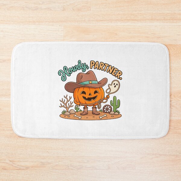 Artikelvorschau, Howdy Partner – Cowboy Pumpkin Lassoing a Ghost, Funny Halloween Western entworfen und verkauft von MrDev.