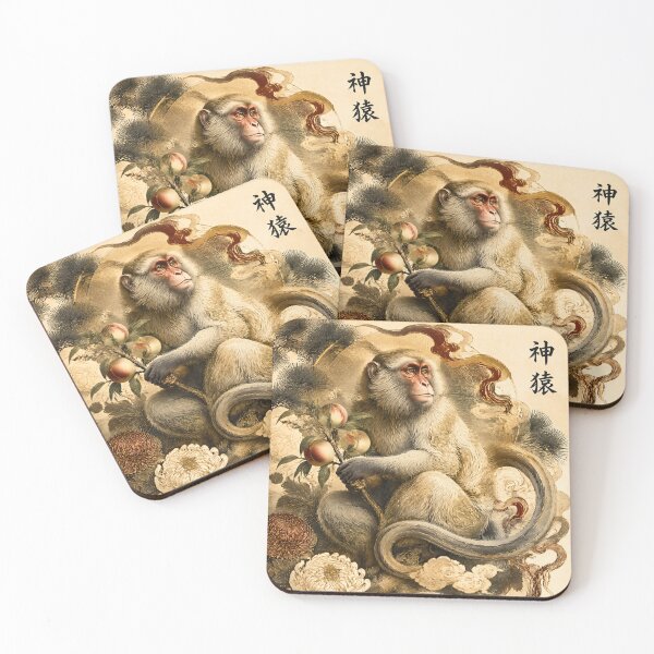 Item preview, Sacred Monkey Messenger | Japanese Shinto Monkey Spirit & Folklore Art designed and sold by kaxymax.