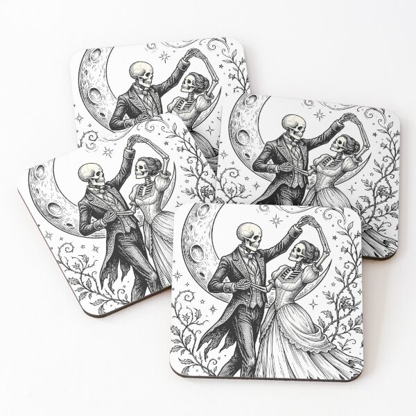 Item preview, Vintage Dancing Skeleton Couple Fine Art Sticker designed and sold by Dhenin Studio.