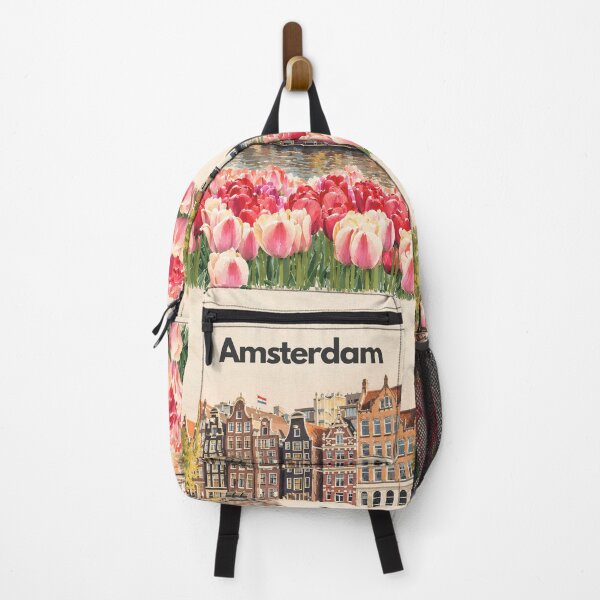 Item preview, Amsterdam Canal & Dutch Tulips – Minimalist Netherlands Travel Illustration designed and sold by IslandWild Co.