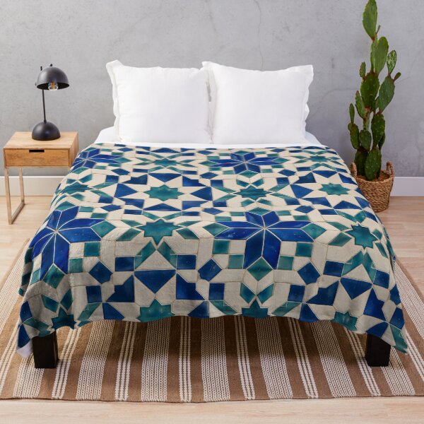 Item preview, Moroccan Zellige Cobalt Blue Geometric Star Tile Pattern designed and sold by Apex Designs.