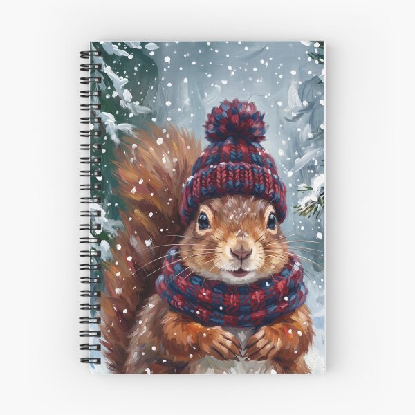 Item preview, Cute Cottagecore Winter Red Squirrel in Knitted Bobble Hat Illustration designed and sold by Englandbear.