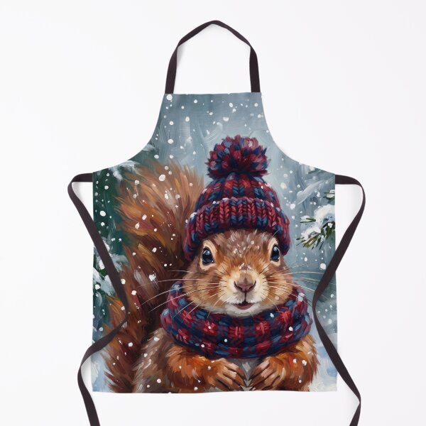 Item preview, Cute Cottagecore Winter Red Squirrel in Knitted Bobble Hat Illustration designed and sold by Englandbear.