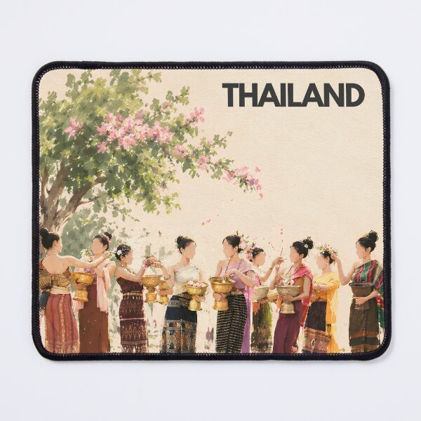 Item preview, Thailand Cultural Festival - Traditional Thai Women & Floral Watercolor Illustration designed and sold by IslandWild Co.
