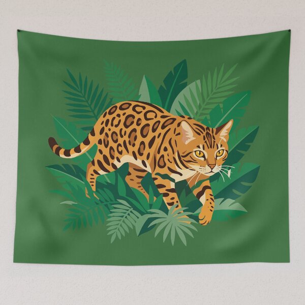 Item preview, Bengal Cat Prowling Through Jungle Leaves designed and sold by AIG - Andrei Ilie Graphics.