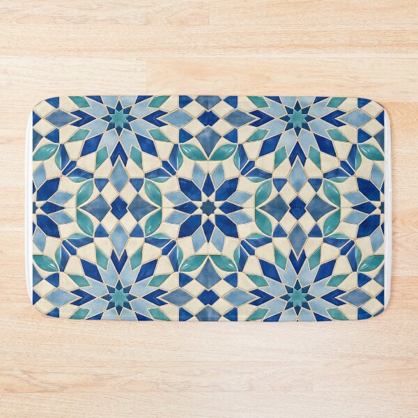 Item preview, Moroccan Cobalt Blue Zellige Geometric Star Tile Pattern designed and sold by Apex Designs.