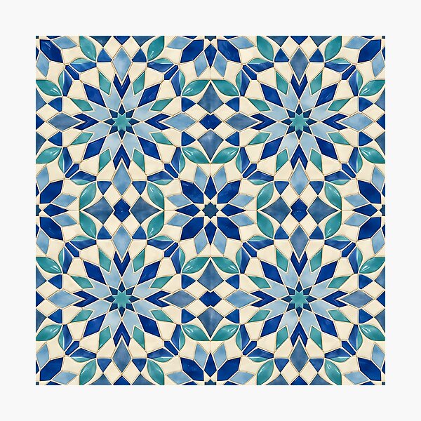 Artikelvorschau, Marokkanisches kobaltblaues Zellige-Geometrie-Sternfliesenmuster entworfen und verkauft von Apex Designs.