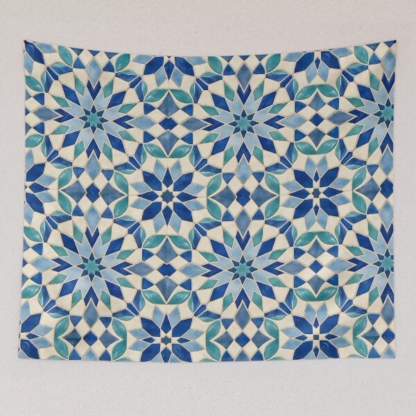Item preview, Moroccan Cobalt Blue Zellige Geometric Star Tile Pattern designed and sold by Apex Designs.