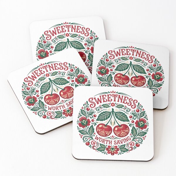 Item preview, Cherry Folk Art Wreath with Botanical Foliage Illustration designed and sold by SHOP-Corner.