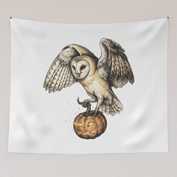 Item preview, Barn Owl Pumpkin Lantern Fine Art Halloween Sticker designed and sold by Dhenin Studio.