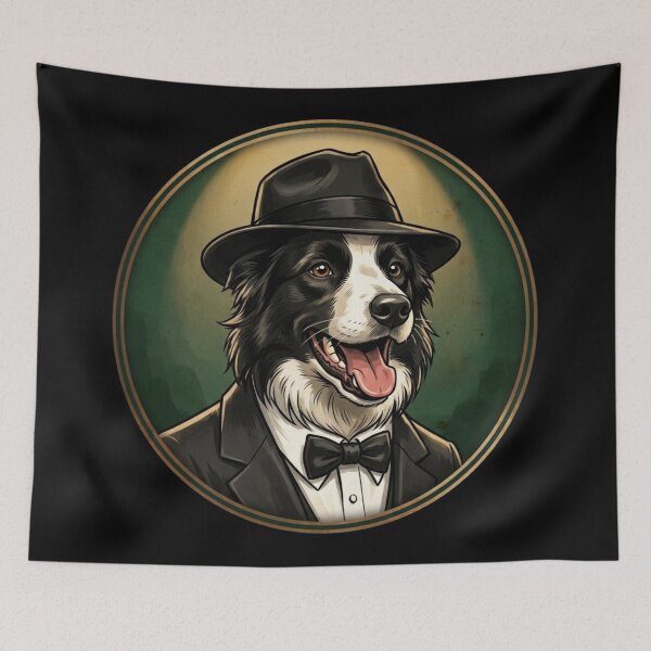 Item preview, Border Collie as a 1920s speakeasy gangster designed and sold by 123ks.