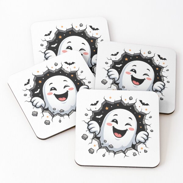 Item preview, Cute Peeking Ghost Breaking Wall - Happy Halloween designed and sold by Retro Whiskers.