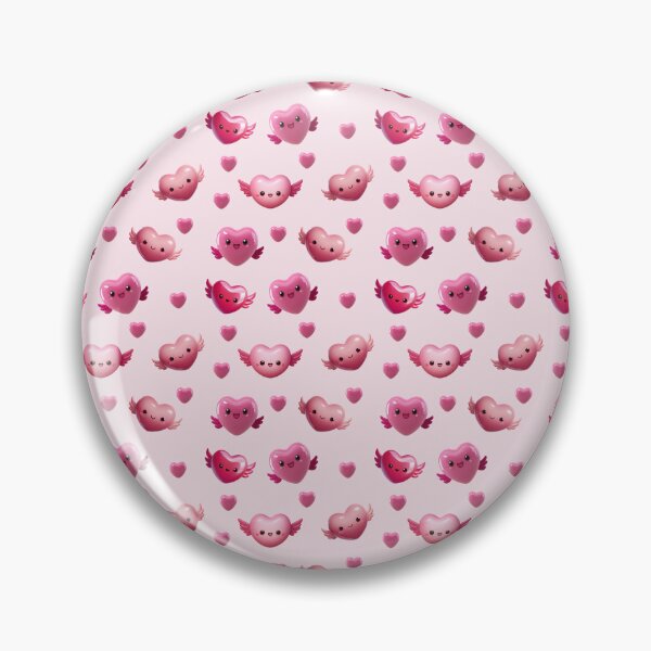 Item preview, Kawaii Winged Hearts – Cute Pink Valentine Pattern designed and sold by ArtFairy38.