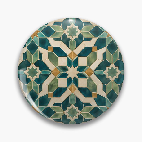 Item preview, Moroccan Teal Gold Zellige Geometric Mosaic Tile Pattern designed and sold by Apex Designs.