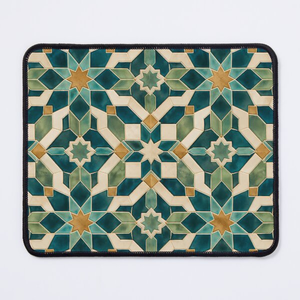 Item preview, Moroccan Teal Gold Zellige Geometric Mosaic Tile Pattern designed and sold by Apex Designs.