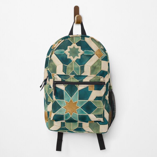 Item preview, Moroccan Teal Gold Zellige Geometric Mosaic Tile Pattern designed and sold by Apex Designs.