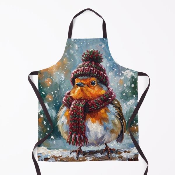 Item preview, Cute Cottagecore Winter Robin in Knitted Bobble Hat Illustration designed and sold by Englandbear.