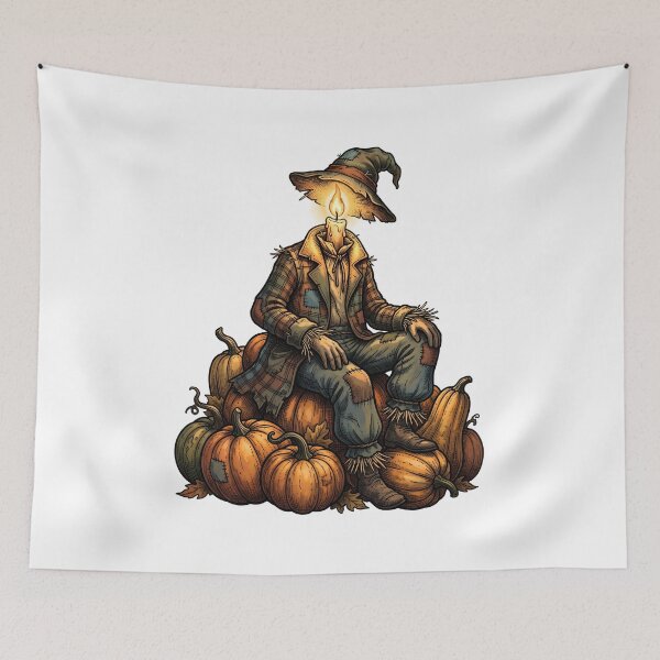 Item preview, Candle Head Scarecrow Hand Drawn Halloween Sticker designed and sold by Dhenin Studio.