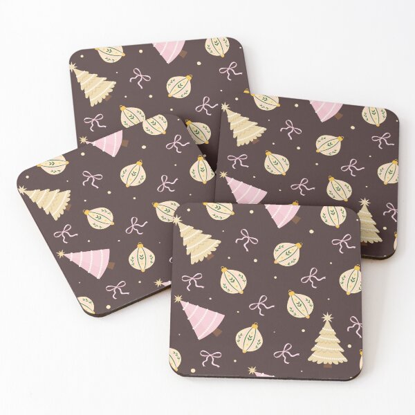 Item preview, Hand-drawn pastel Christmas trees and ornaments cozy winter pattern designed and sold by katemaxi.