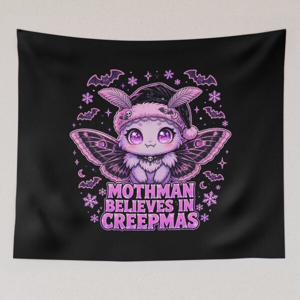 Item preview, Mothman Believes In Creepmas Cute Cryptid Santa Hat Spooky Christmas designed and sold by Neon Bones Studio.
