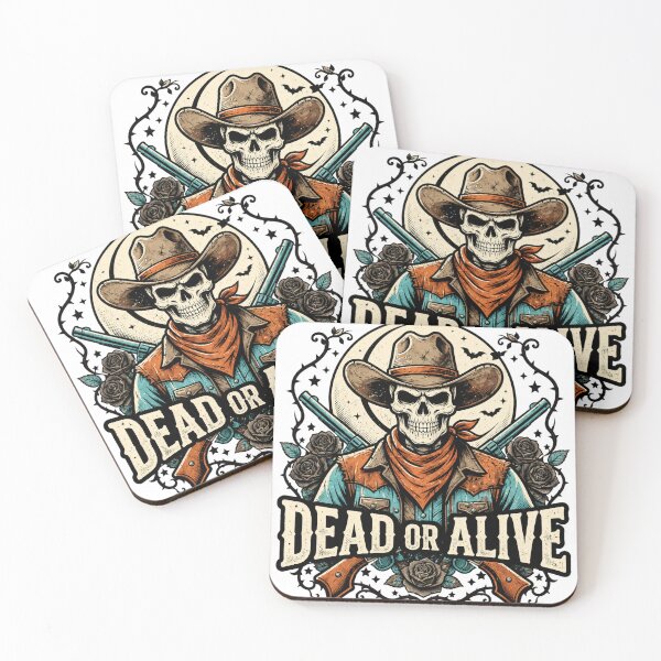 Item preview, Dead or Alive Cowboy Skeleton, Vintage Western Gothic Skull Art designed and sold by Roslet.