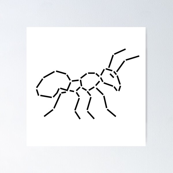 Item preview, Geometric Ant – Minimalist Insect Line Art designed and sold by matybrak.