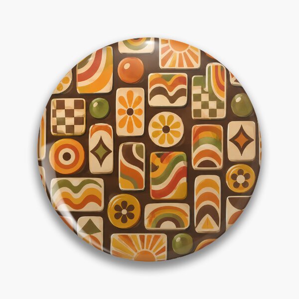 Item preview, Retro 70s Orange Brown Geometric Floral Tile Pattern designed and sold by Apex Designs.