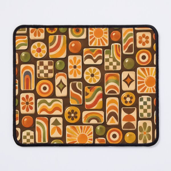 Item preview, Retro 70s Orange Brown Geometric Floral Tile Pattern designed and sold by Apex Designs.