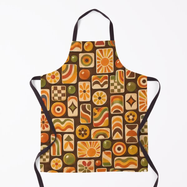Item preview, Retro 70s Orange Brown Geometric Floral Tile Pattern designed and sold by Apex Designs.