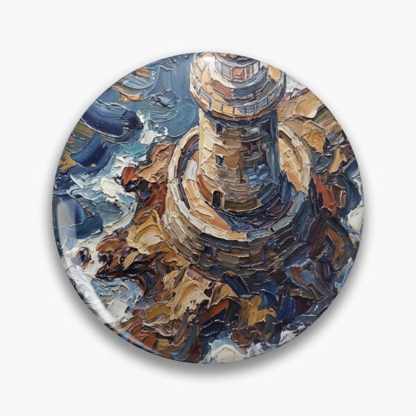 Artikelvorschau, Stormy Sea Lighthouse Impasto Painting entworfen und verkauft von ArtlightStudio.
