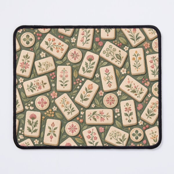 Item preview, Vintage Floral Mahjong Inspired Botanical Game Tile Pattern designed and sold by Apex Designs.