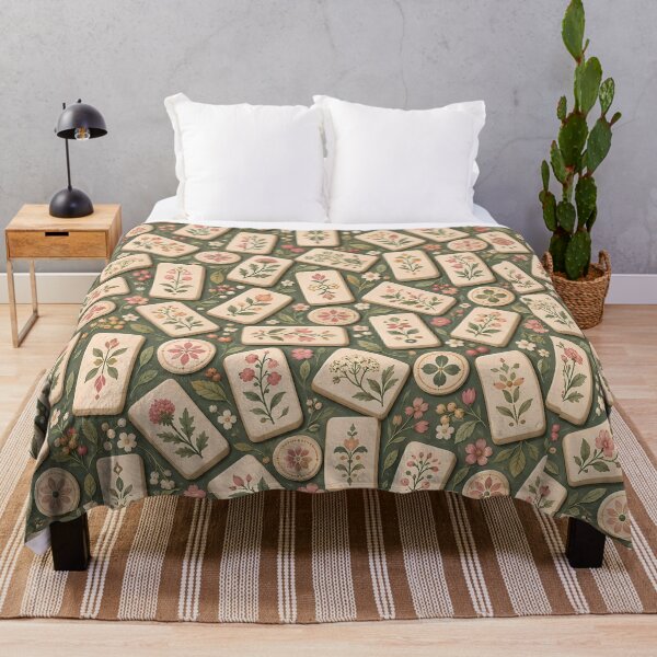 Item preview, Vintage Floral Mahjong Inspired Botanical Game Tile Pattern designed and sold by Apex Designs.